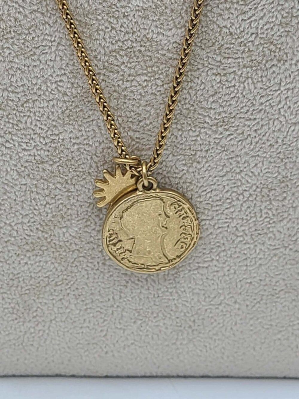 J Crew Coin Long Necklace with Sun Charm